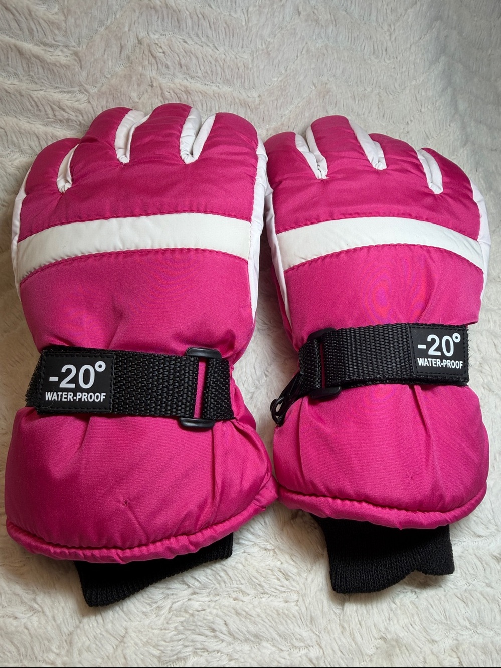 -20℉ Waterproof Winter Fleece Lined Gloves. Pink & White! Never Worn S/M